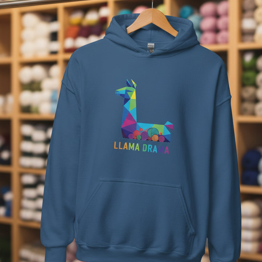 Llama Drama Hoodie Indigo Blue / S