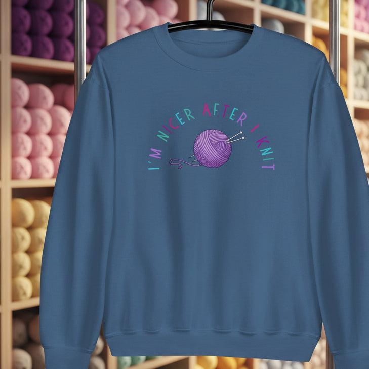 Nicer After I Knit Sweatshirt Indigo Blue / S
