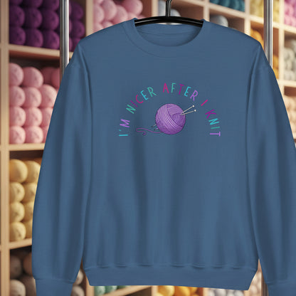 Nicer After I Knit Sweatshirt Indigo Blue / S