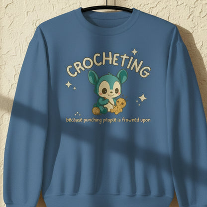 Punching People Is Frowned Upon Sweatshirt Indigo Blue / S