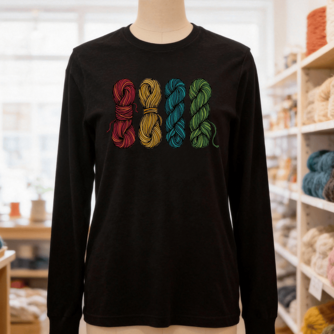 4 Sketched Skeins Sleeve Tee Black Heather / S
