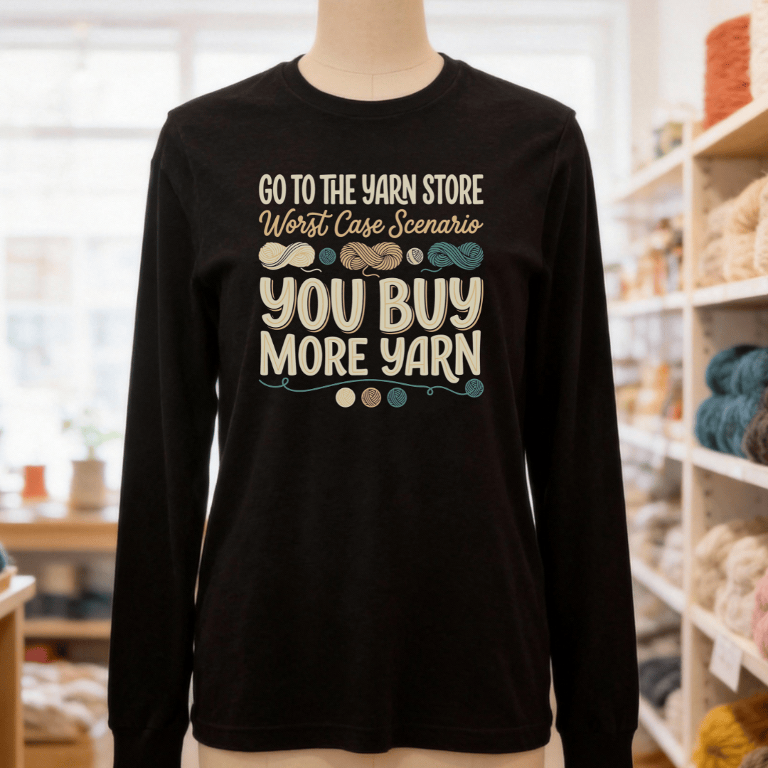 Buy More Yarn Sleeve Tee Black Heather / S