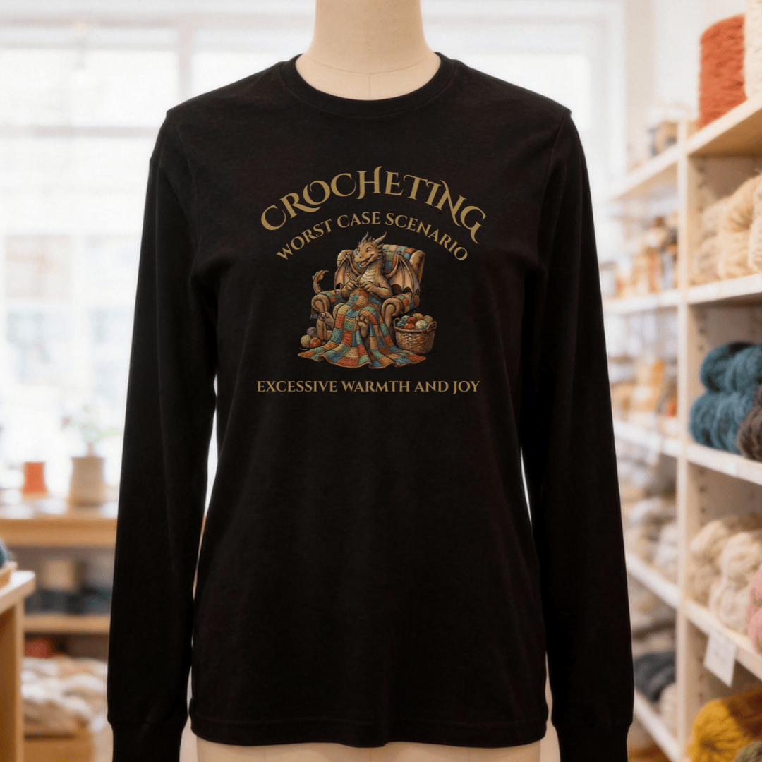 Crocheting Scenario Long Sleeve Tee Black Heather / S