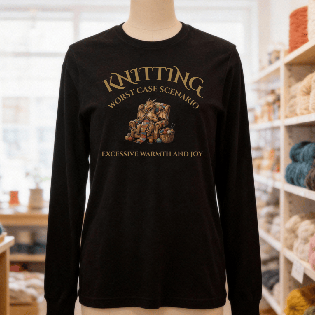 Knitting Scenario Long Sleeve Tee Black Heather / S