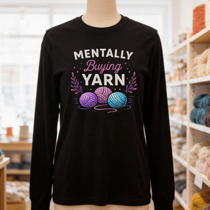 Mentally Buying Yarn Long Sleeve Tee Black / S