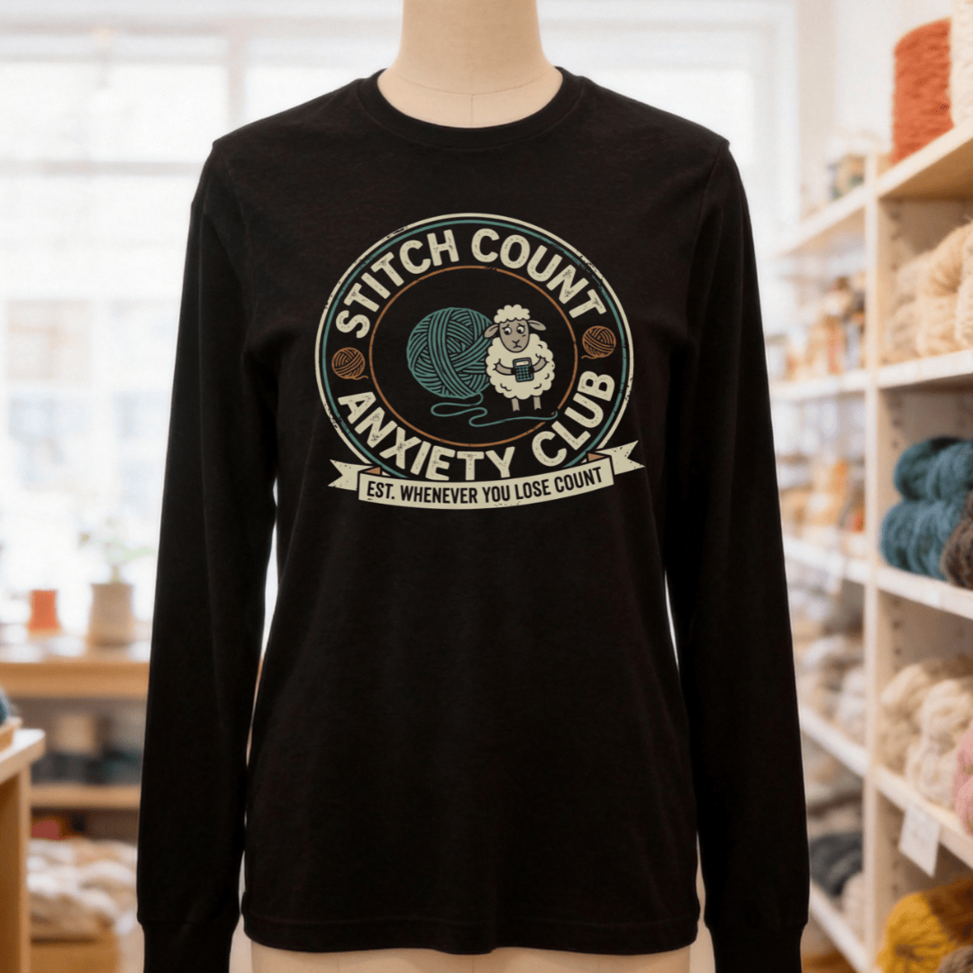 Stitch Count Anxiety Club Long Sleeve Tee Black / S
