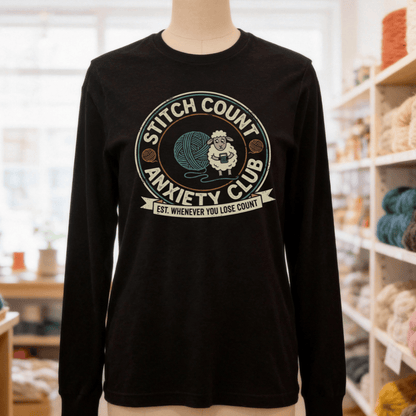 Stitch Count Anxiety Club Long Sleeve Tee Black / S