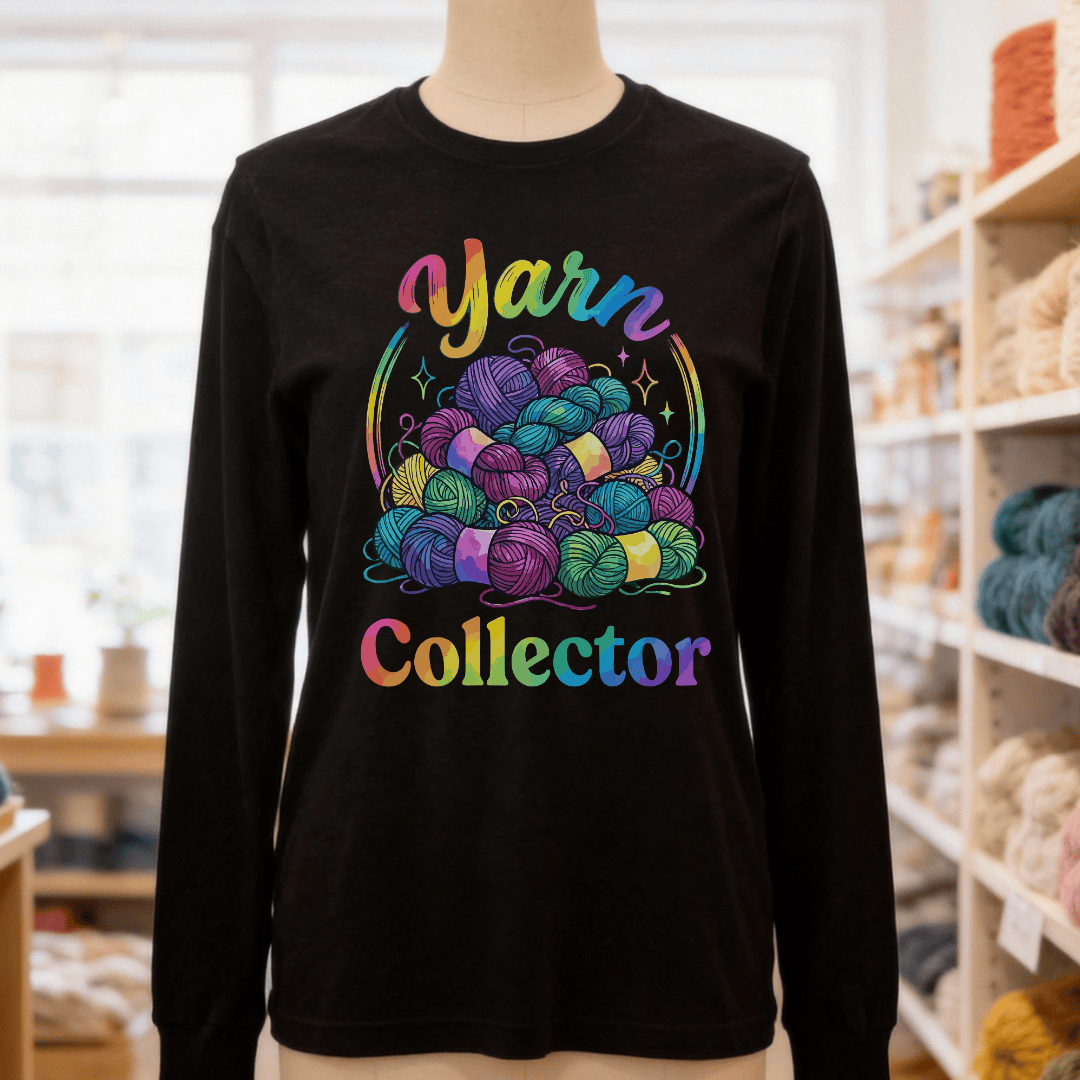 Yarn Collector - Rainbow Long Sleeve Tee Black / S