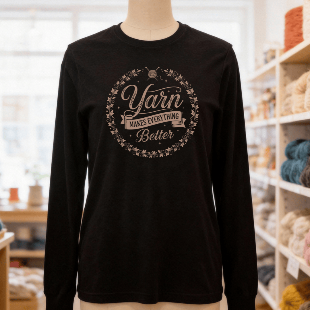 Yarn Makes Everything Better Long Sleeve Tee Black / S