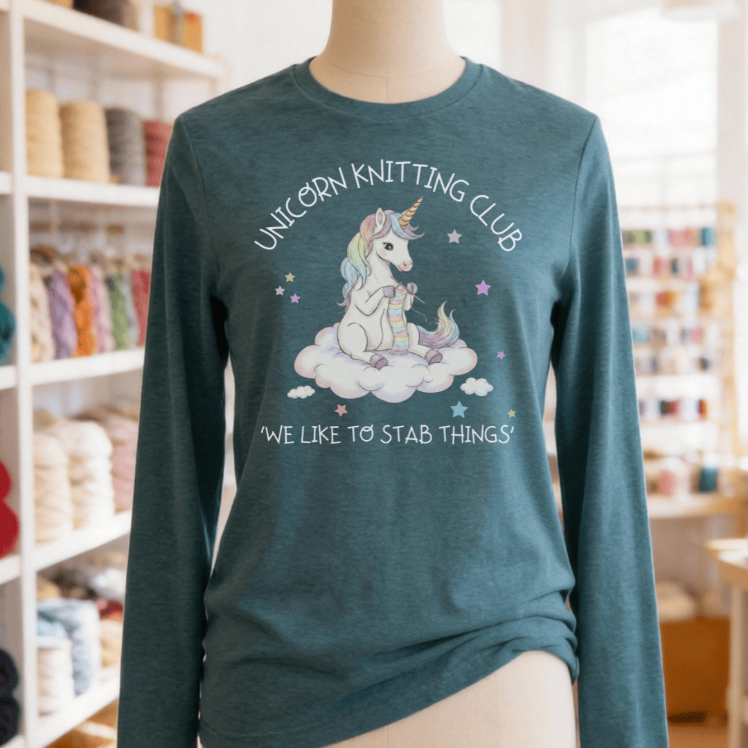 Unicorn Knitting Club Long Sleeve Tee Deep Teal / S
