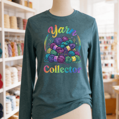 Yarn Collector - Rainbow Long Sleeve Tee Deep Teal / S