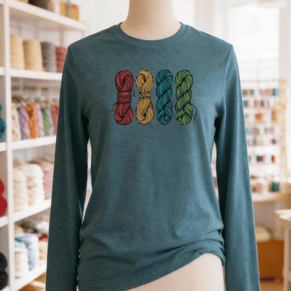 4 Sketched Skeins Sleeve Tee Heather Deep Teal / S