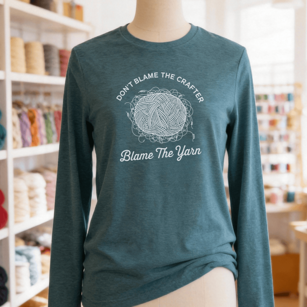 Blame The Yarn Long Sleeve Tee Heather Deep Teal / S