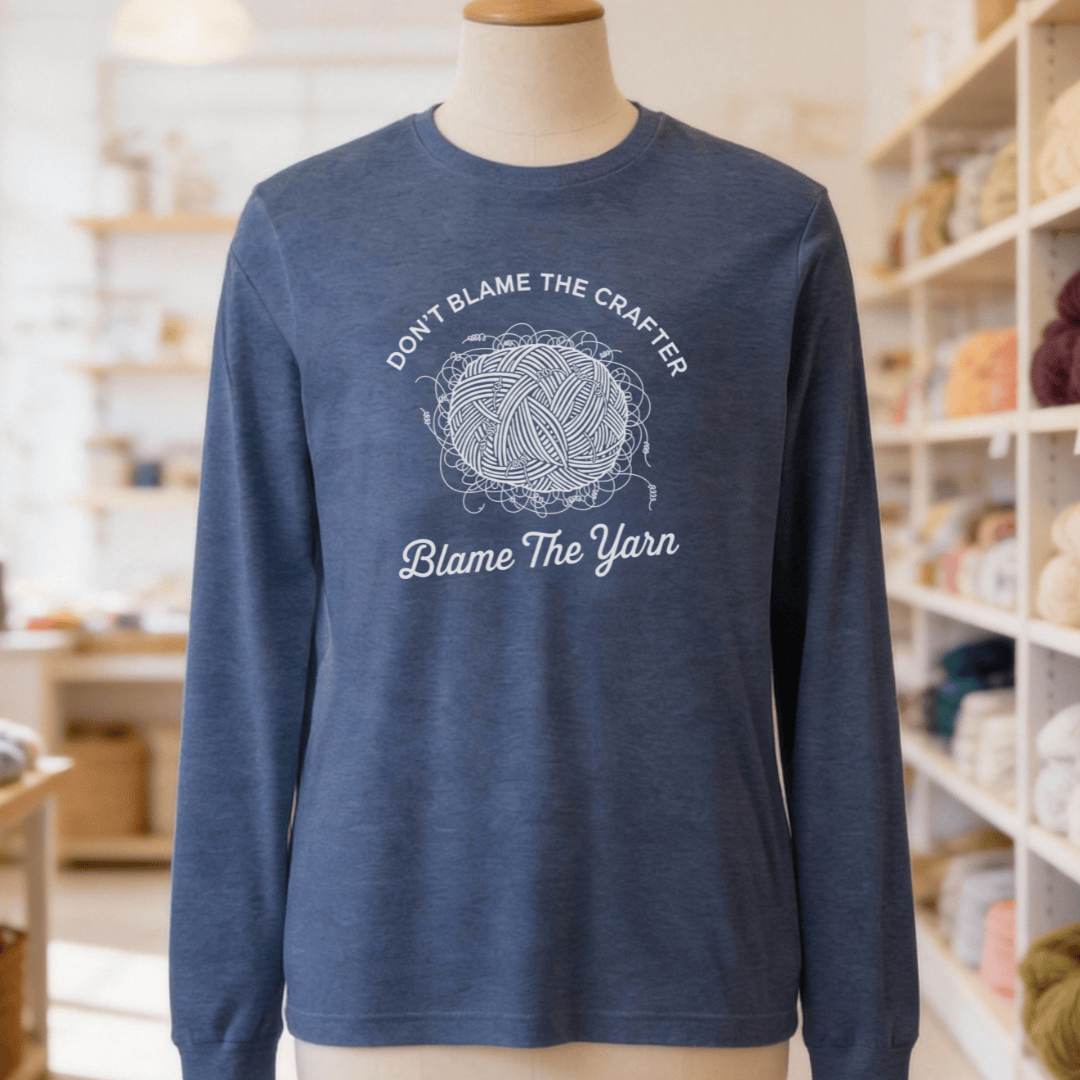 Blame The Yarn Long Sleeve Tee Heather Navy / S