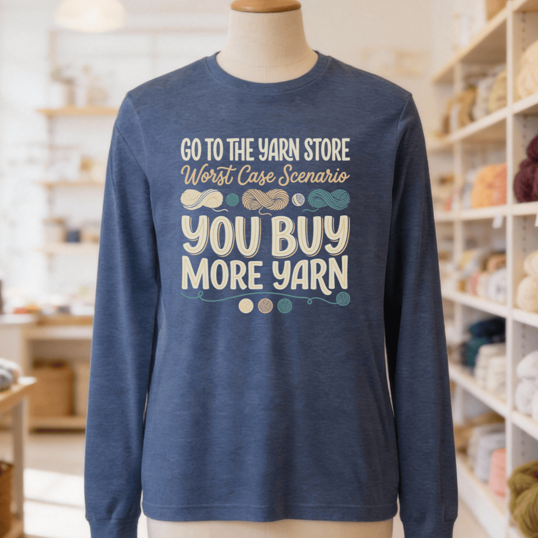 Buy More Yarn Sleeve Tee Heather Navy / S