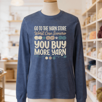 Buy More Yarn Sleeve Tee Heather Navy / S