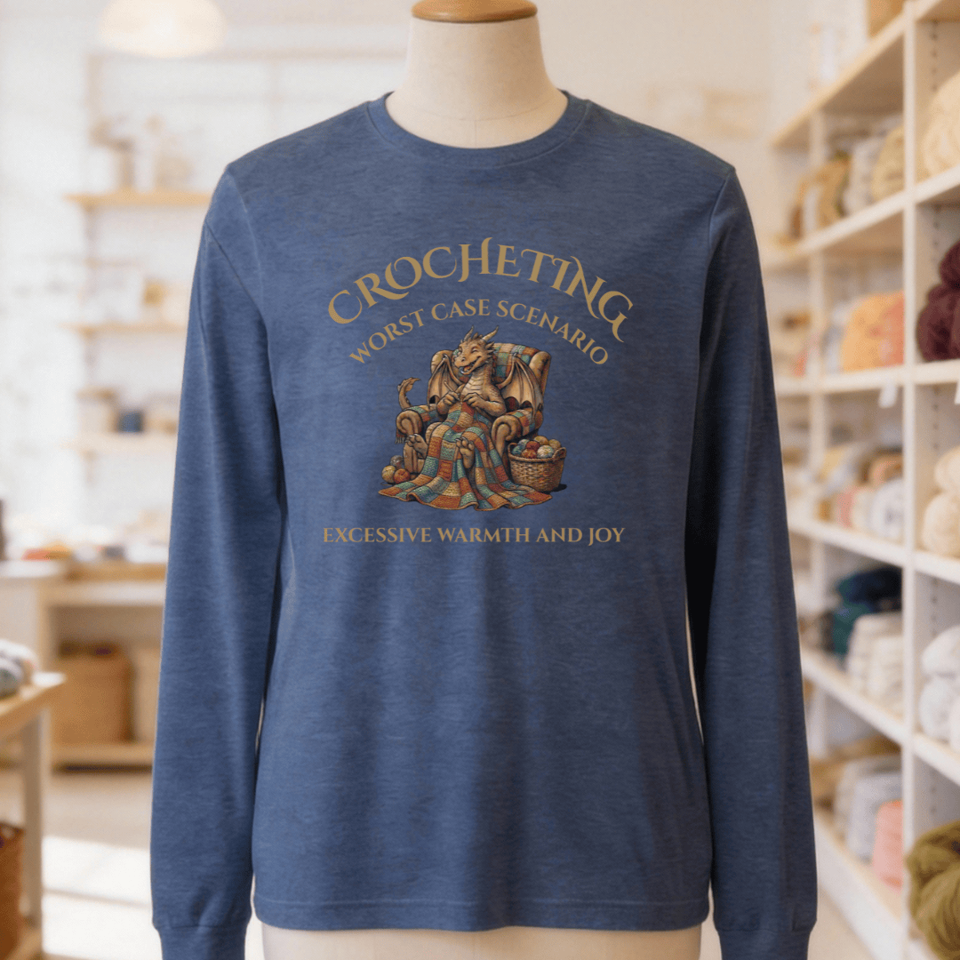 Crocheting Scenario Long Sleeve Tee Heather Navy / S