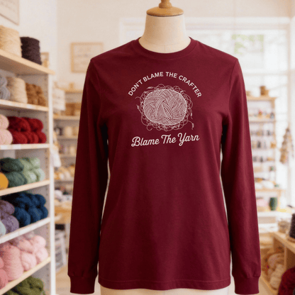 Blame The Yarn Long Sleeve Tee Maroon / S