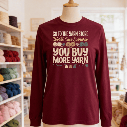 Buy More Yarn Sleeve Tee Maroon / S