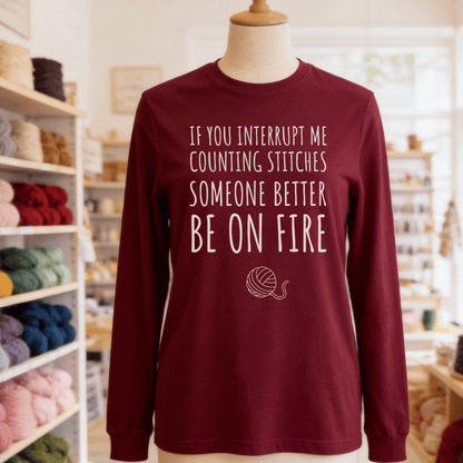 Counting Stitches Long Sleeve Tee Maroon / S