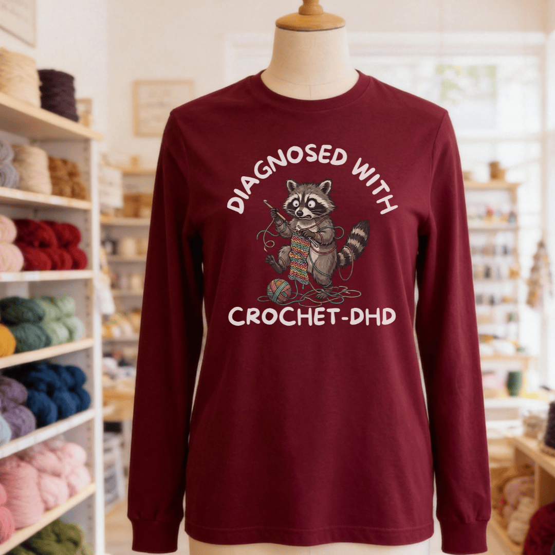 Crochet-DHD Long Sleeve Tee Maroon / S