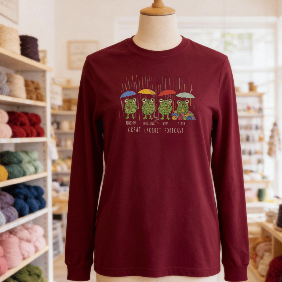 Crochet Forecast Long Sleeve Tee Maroon / S