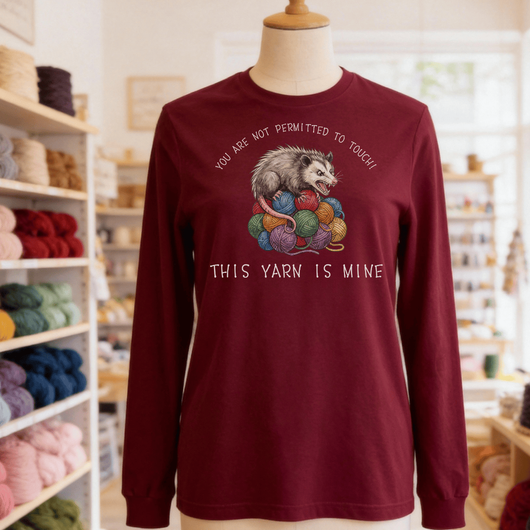 Hissing Yarn Possum Long Sleeve Tee Maroon / S