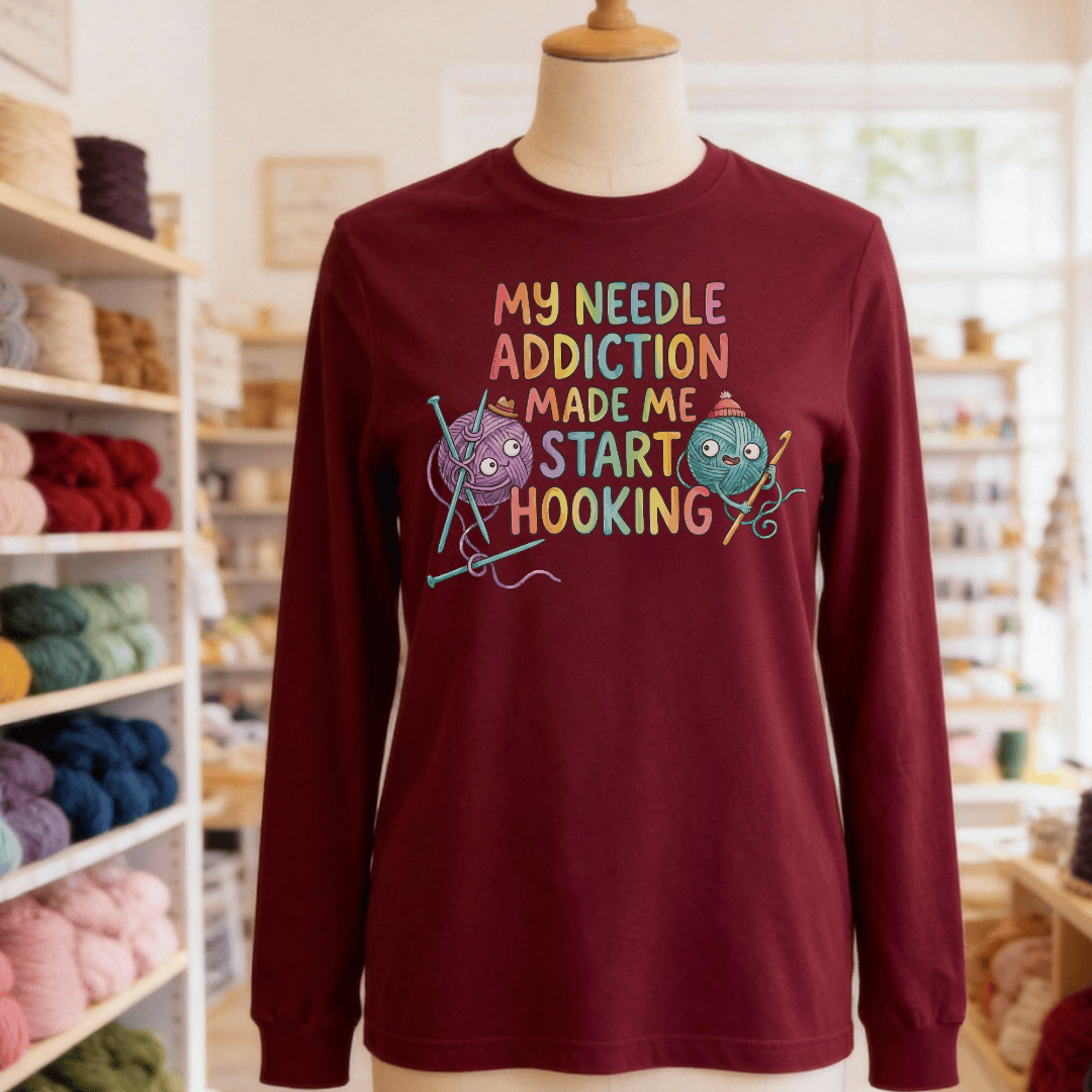 My Needle Addiction Long Sleeve Tee Maroon / S
