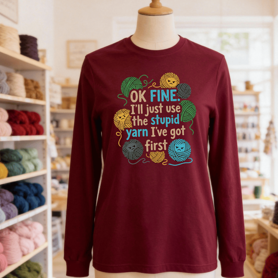 Stupid Yarn Long Sleeve Tee Maroon / S