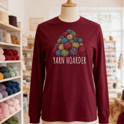 Yarn Hoarder Pile Long Sleeve Tee Maroon / S