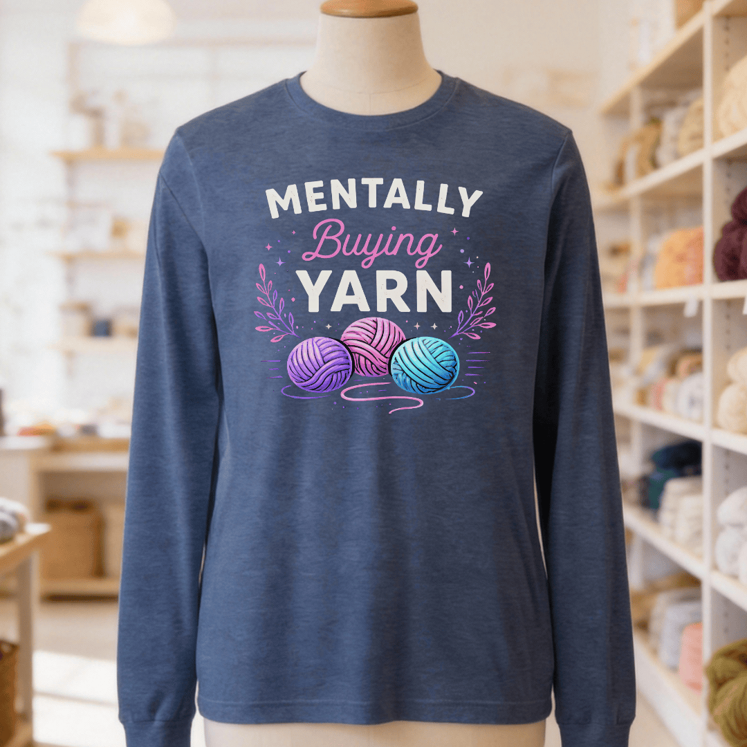 Mentally Buying Yarn Long Sleeve Tee Navy / S