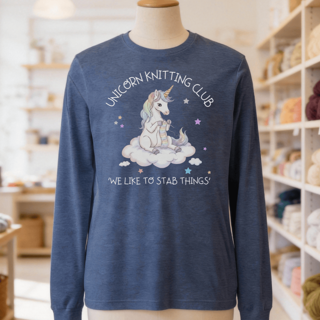 Unicorn Knitting Club Long Sleeve Tee Navy / S