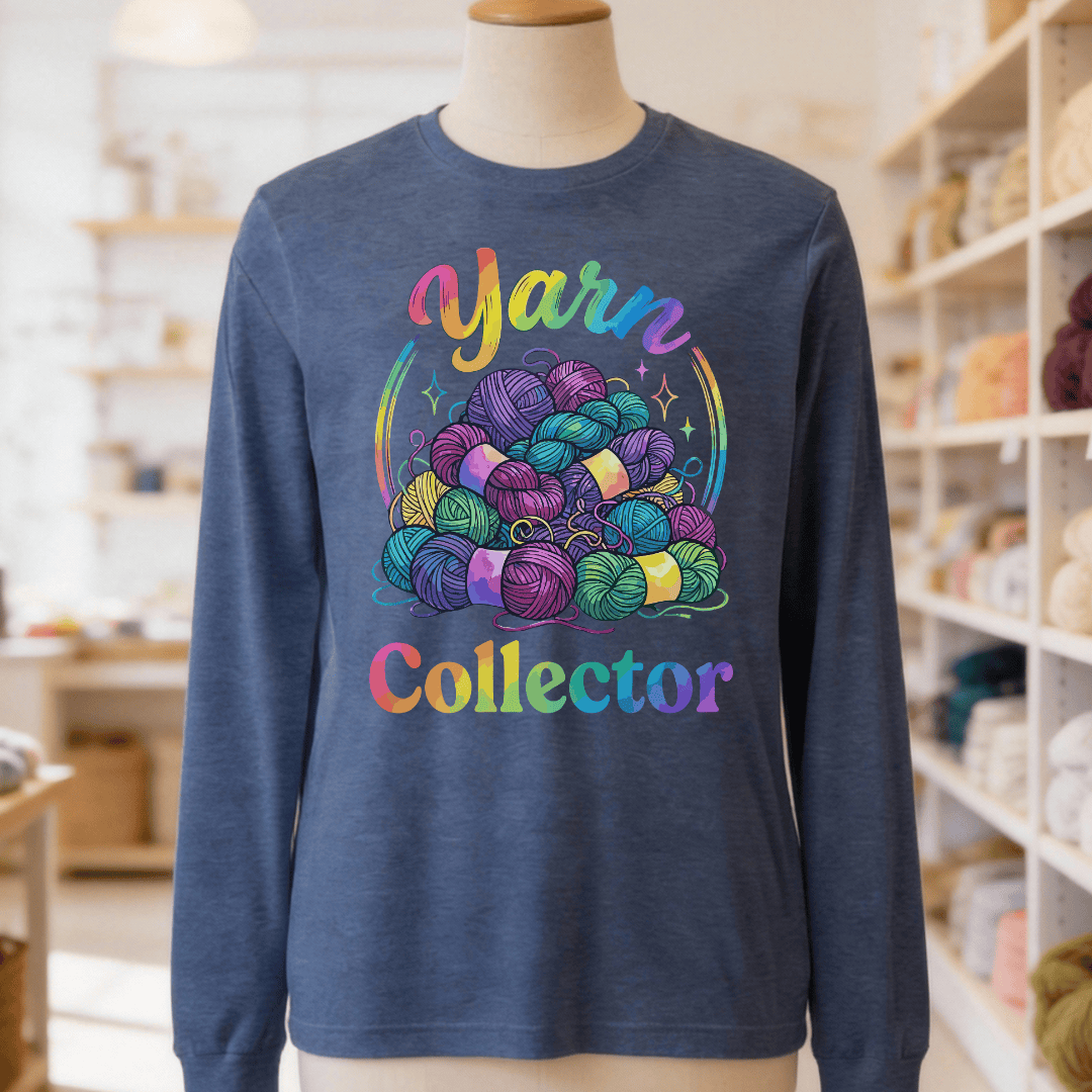 Yarn Collector - Rainbow Long Sleeve Tee Navy / S