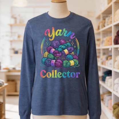 Yarn Collector - Rainbow Long Sleeve Tee Navy / S