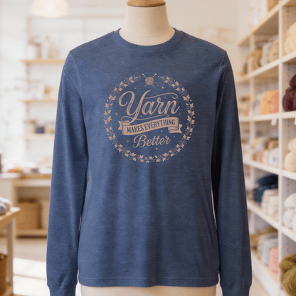 Yarn Makes Everything Better Long Sleeve Tee Navy / S