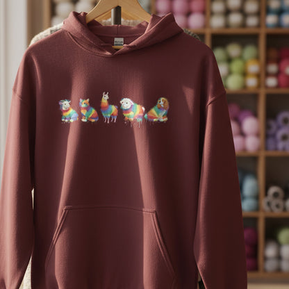 Animal Dye Splash Line Up Hoodie Maroon / S