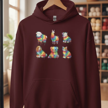 Animal Dye Splash Square Hoodie Maroon / S