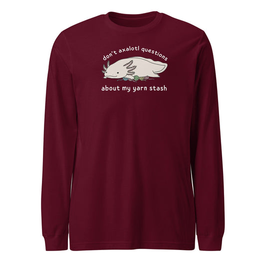Axolotl Questions Long Sleeve Tee Maroon / S