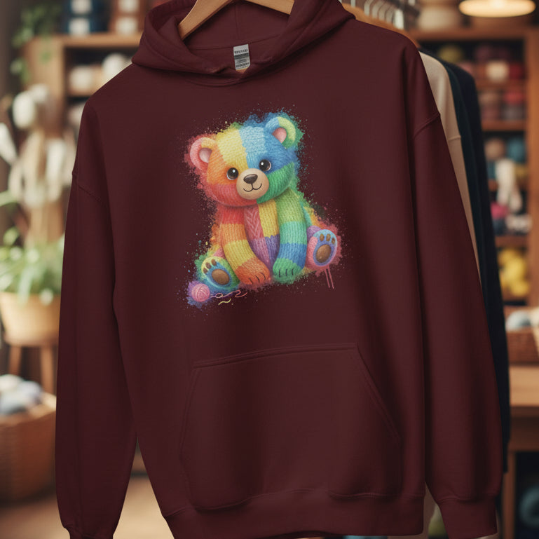 Bear Dye Splash Hoodie Maroon / S