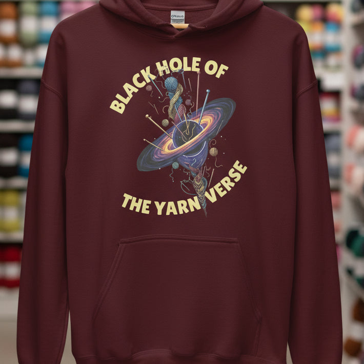Black Hole of the Yarniverse Hoodie Maroon / S