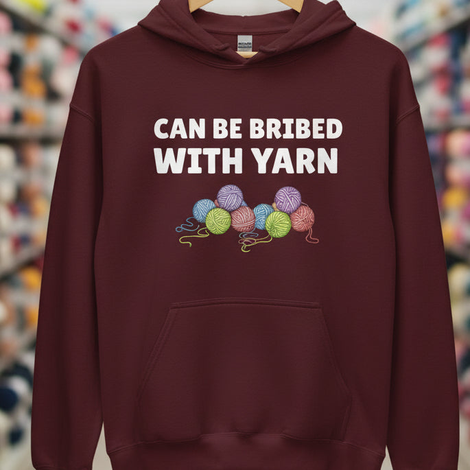Bribed With Yarn Hoodie Maroon / S