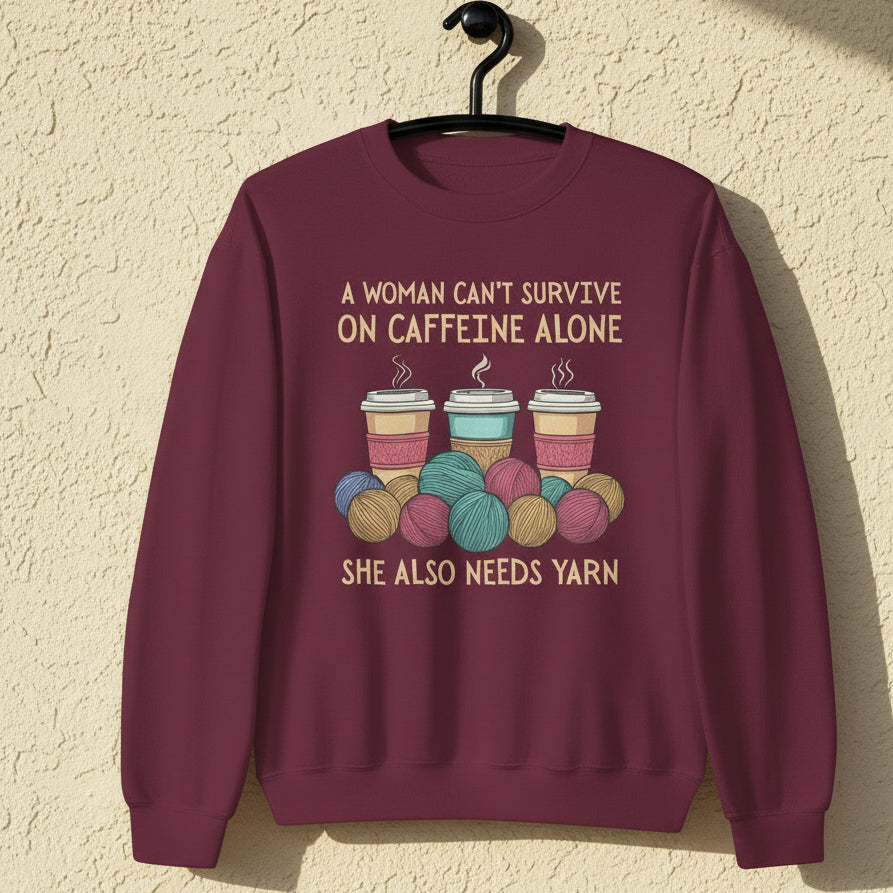 Caffeine Alone Sweatshirt Maroon / S
