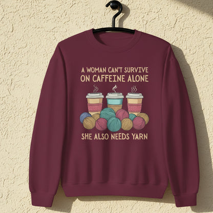 Caffeine Alone Sweatshirt Maroon / S