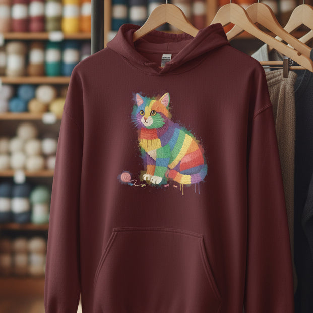 Cat Dye Splash Hoodie Maroon / S