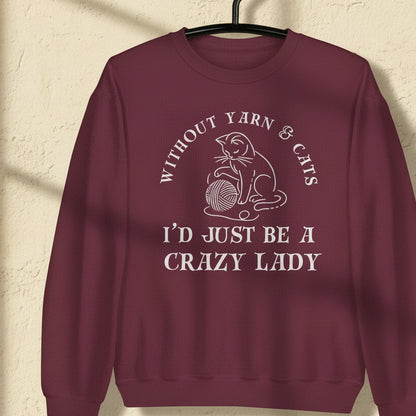 Cats & Yarn Sweatshirt Maroon / S