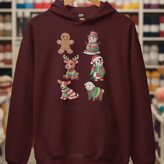 Christmas Knit Hoodie Maroon / S