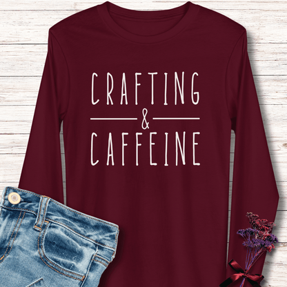 Crafting & Caffeine Long Sleeve Tee Maroon / S