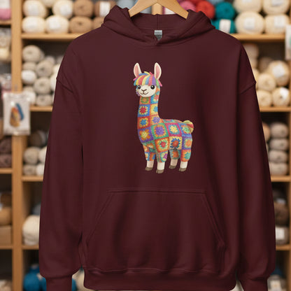 Crochet Alpaca Hoodie Maroon / S