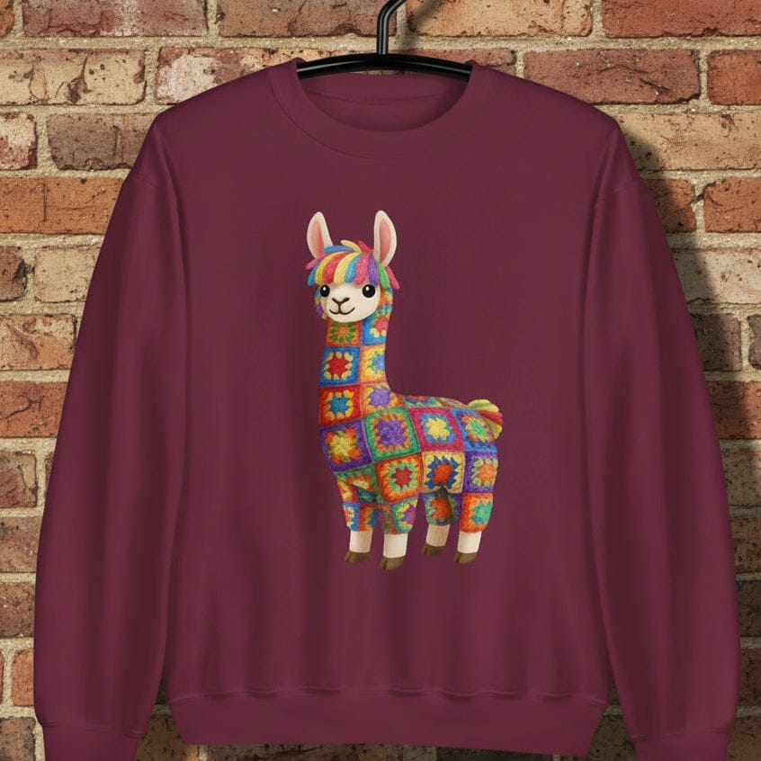 Crochet Alpaca Sweatshirt Maroon / S