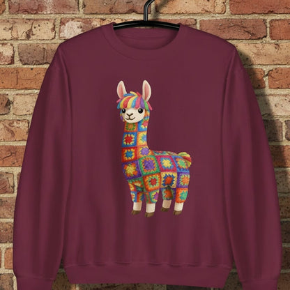 Crochet Alpaca Sweatshirt Maroon / S